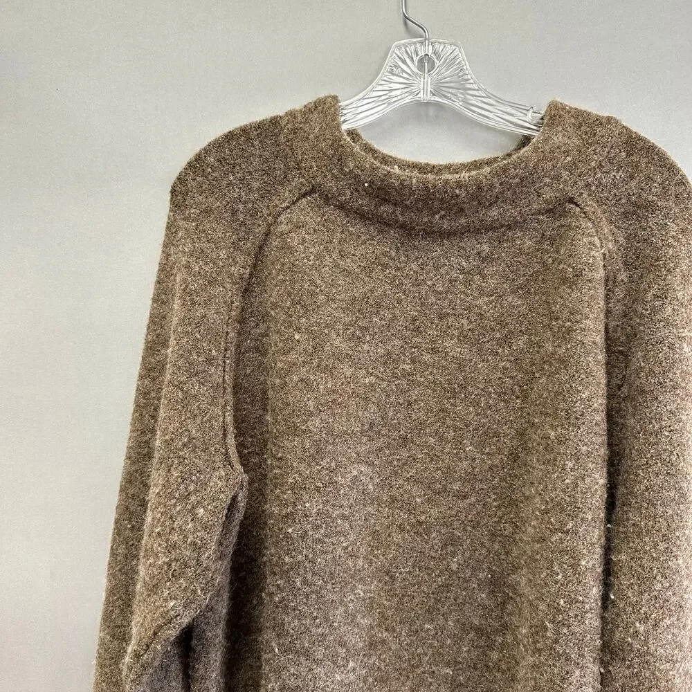 Free People Bubble boucle sweater in brown Size Large boxy‎ wool blend